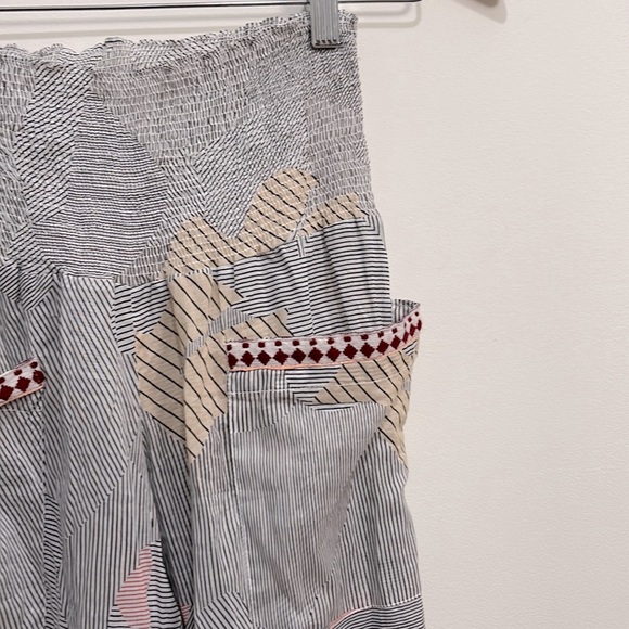 Lemlem Womens Linen Pants Lightweight Stripe Small Gray Pull On Smocked Pocket - Picture 6 of 6